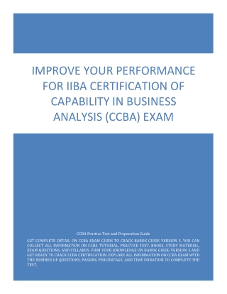 Improve Your Performance for IIBA Certification of Capability in Business Analysis (CCBA) Exam