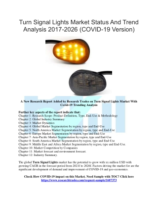 Turn Signal Lights Market Status And Trend Analysis 2017-2026 (COVID-19 Version)