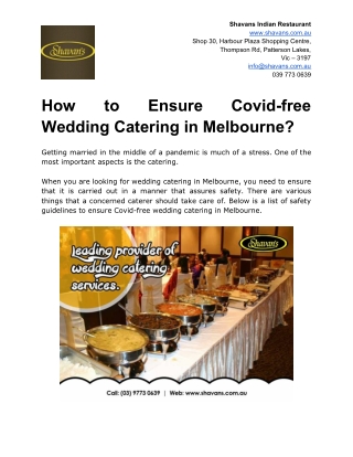 How to Ensure Covid-free Wedding Catering in Melbourne?