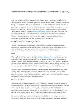 Top 5 Statistical Analysis Software Techniques That Your Analysts Need To Use Right Away