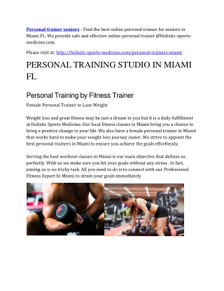Personal trainer seniors