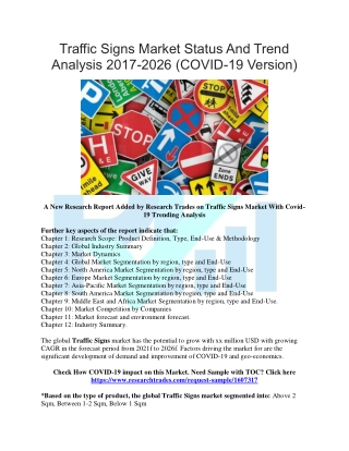 Traffic Signs Market Status And Trend Analysis 2017-2026 (COVID-19 Version)