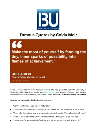 Famous Quotes by Golda Meir