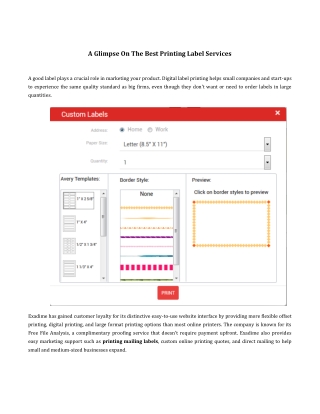 A Glimpse On The Best Printing Label Services