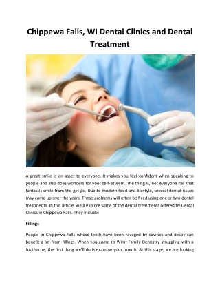 Chippewa Falls, WI Dental Clinics and Dental Treatment