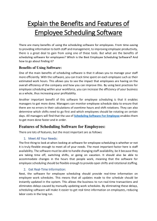Explain the Benefits and Features of Employee Scheduling Software