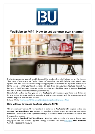 YouTube to MP4- How to set up your own channel