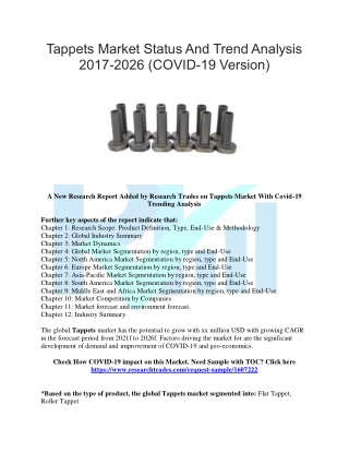 Tappets Market Status And Trend Analysis 2017-2026 (COVID-19 Version)