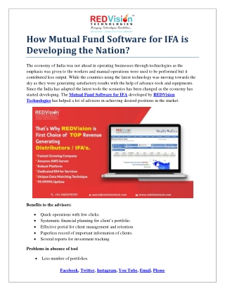 How Mutual Fund Software for IFA is Simplifying the Advisors Task?