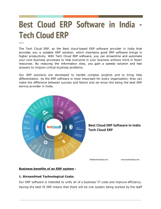 Best Cloud ERP Software in India - Tech Cloud ERP