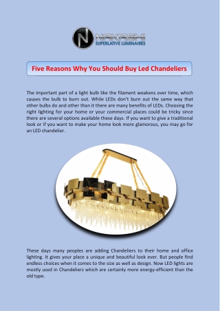 Five Reasons Why You Should Buy Led Chandeliers