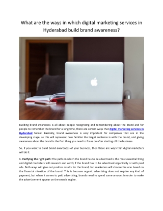 What are the ways in which digital marketing services in Hyderabad build brand awareness