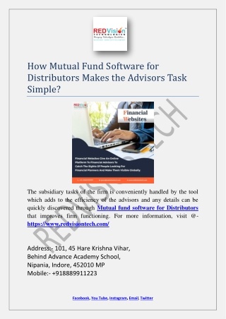 How Mutual Fund Software for Distributors Makes the Advisors Task Simple?