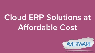 Cloud ERP Software Solutions at Affordable Cost