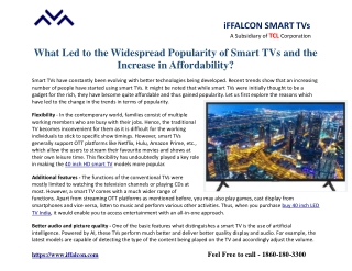 What Led to the Widespread Popularity of Smart TVs and the Increase in Affordability?