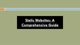 Static Websites: A Comprehensive Guide