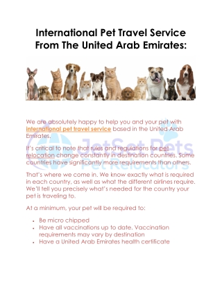 International Pet Travel Service - Pet Shipping - Courier - JetSet Pets