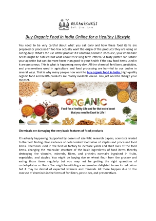 Buy Organic Food in India Online for a Healthy Lifestyle