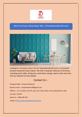 Best Furniture Shop Near Me | Airawathandicraft.com