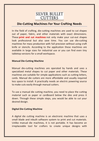 Die-Cutting Machines For Your Crafting Needs