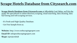 Scrape Hotels Database from Citysearch.com