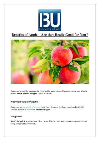 Benefits of Apple – Are they Really Good for You?