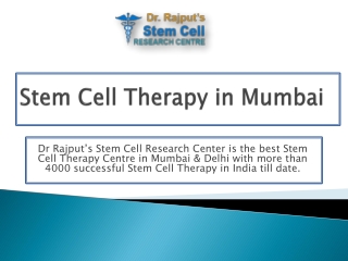 Stem Cell Therapy in Mumbai - Stemcellindia