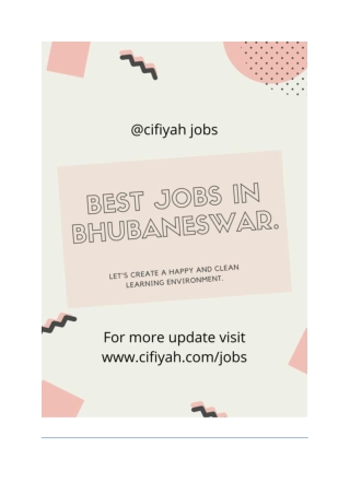 Job Vacancy for fresher in Bhubaneswar