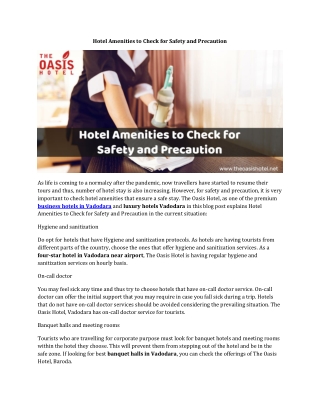 Hotel Amenities to Check for Safety and Precaution