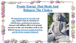 Pranic Energy That Heals And  Balances The Chakra