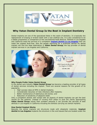 Why Vatan Dental Group Is the Best in Implant Dentistry