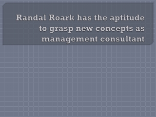 Randal Roark has the aptitude to grasp new concepts as management consultant