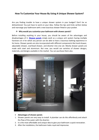 How To Customize Your House By Using A Unique Shower System?