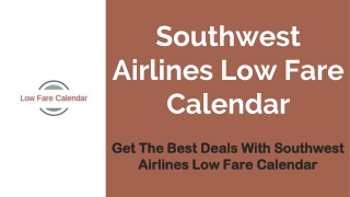 Southwest Airlines Low Fare Calendar