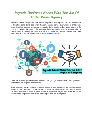 Upgrade Business Needs With The Aid Of Digital Media Agency