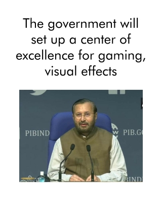 The Government Will Set Up a Center of Excellence for Gaming, Visual Effects