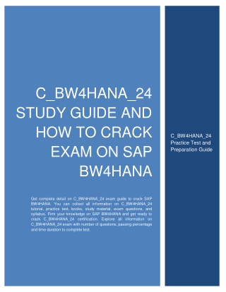 C_BW4HANA_24 Study Guide and How to Crack Exam on SAP BW4HANA