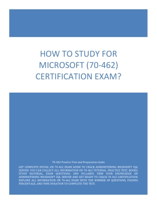 How to Study for Microsoft (70-462) Certification Exam?