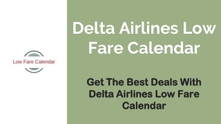 Delta Airlines Low Fare Calendar