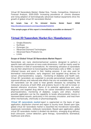US Virtual 3D Nanorobots Market 2020: Deep Analysis of Current Trends and Future Demand
