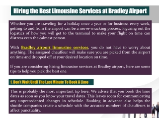 Hiring the Best Limousine Services at Bradley Airport