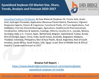 Epoxidized Soybean Oil Market Size, Share, Trends, Analysis and Forecast 2020-2027