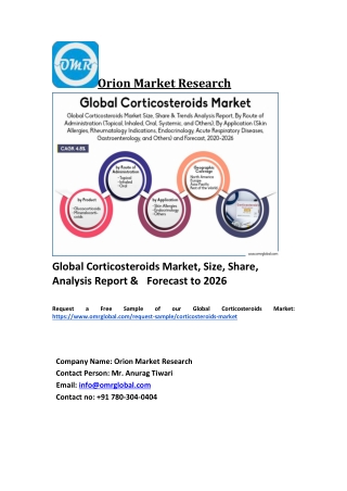 Global Corticosteroids Market Trends, Size, Competitive Analysis and Forecast 2020-2026