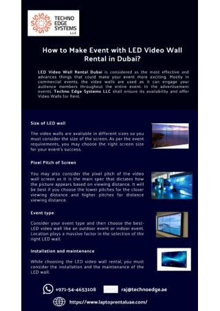 How to Make Event with LED Video Wall Rental in Dubai?