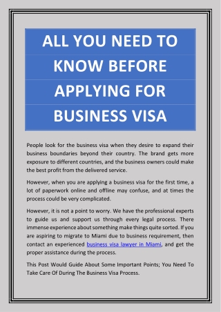 All You Need to Know Before Applying For Business Visa