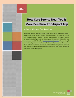 How Care Near You Is More Service Beneficial For Airport Trip