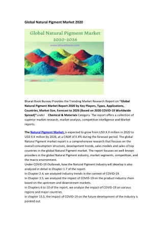 Global Natural Pigment Market Report 2020