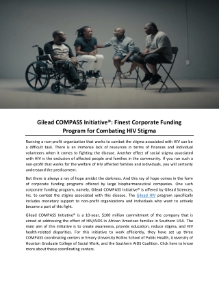 Gilead COMPASS Initiative®: Finest Corporate Funding Program for Combating HIV Stigma