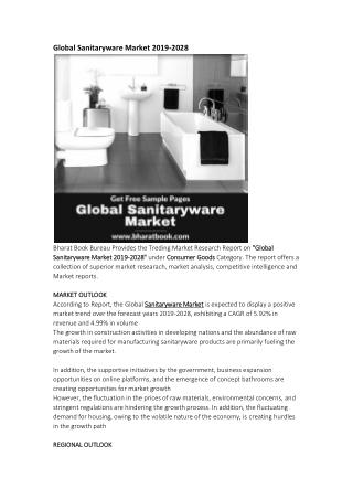 Global Sanitaryware Market Research Report Forecast 2028