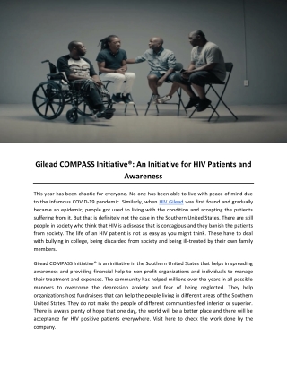 Gilead COMPASS Initiative®: An Initiative for HIV Patients and Awareness